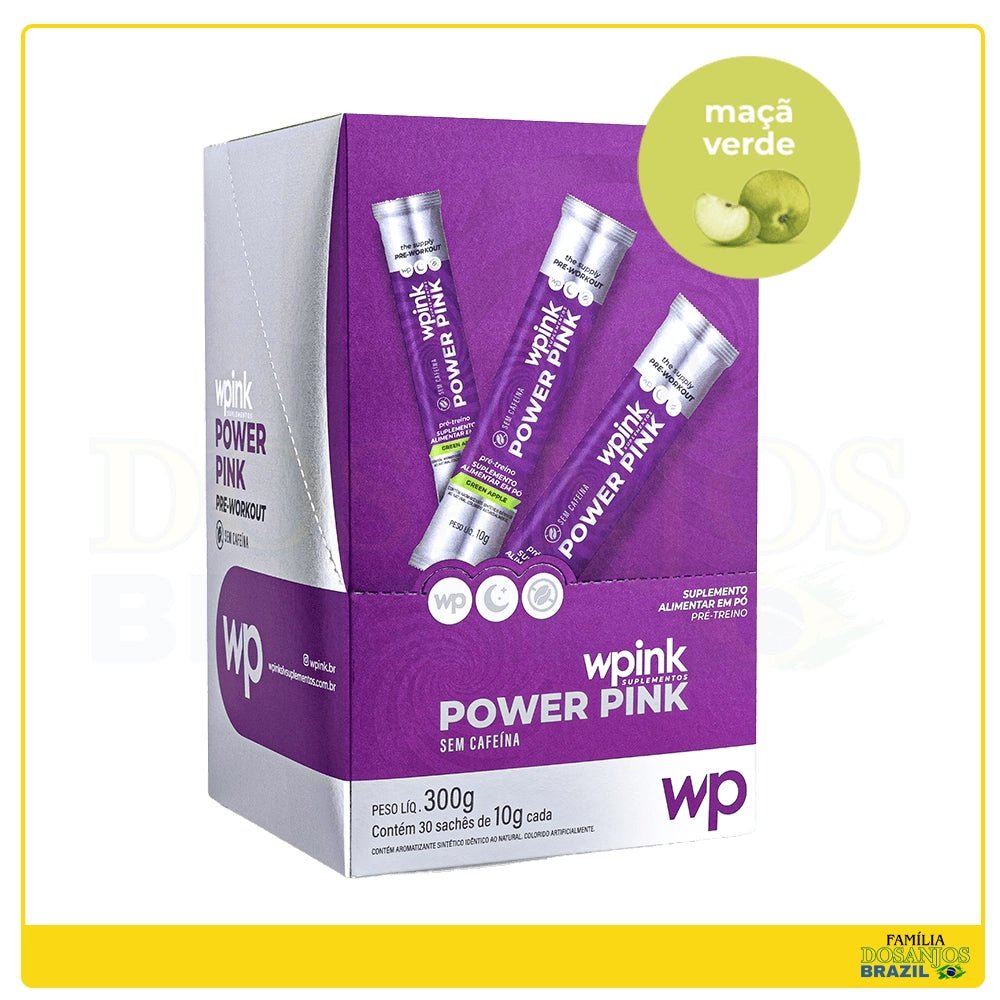 Wpink Power Pink Sem Cafeína De Maçã Verde - Pré - treino - 300g - Dos Anjos UK
